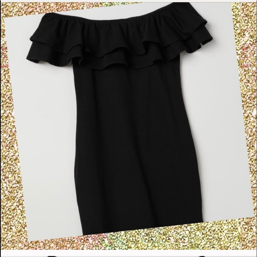 H&M cotton ruffle dress off the shoulder